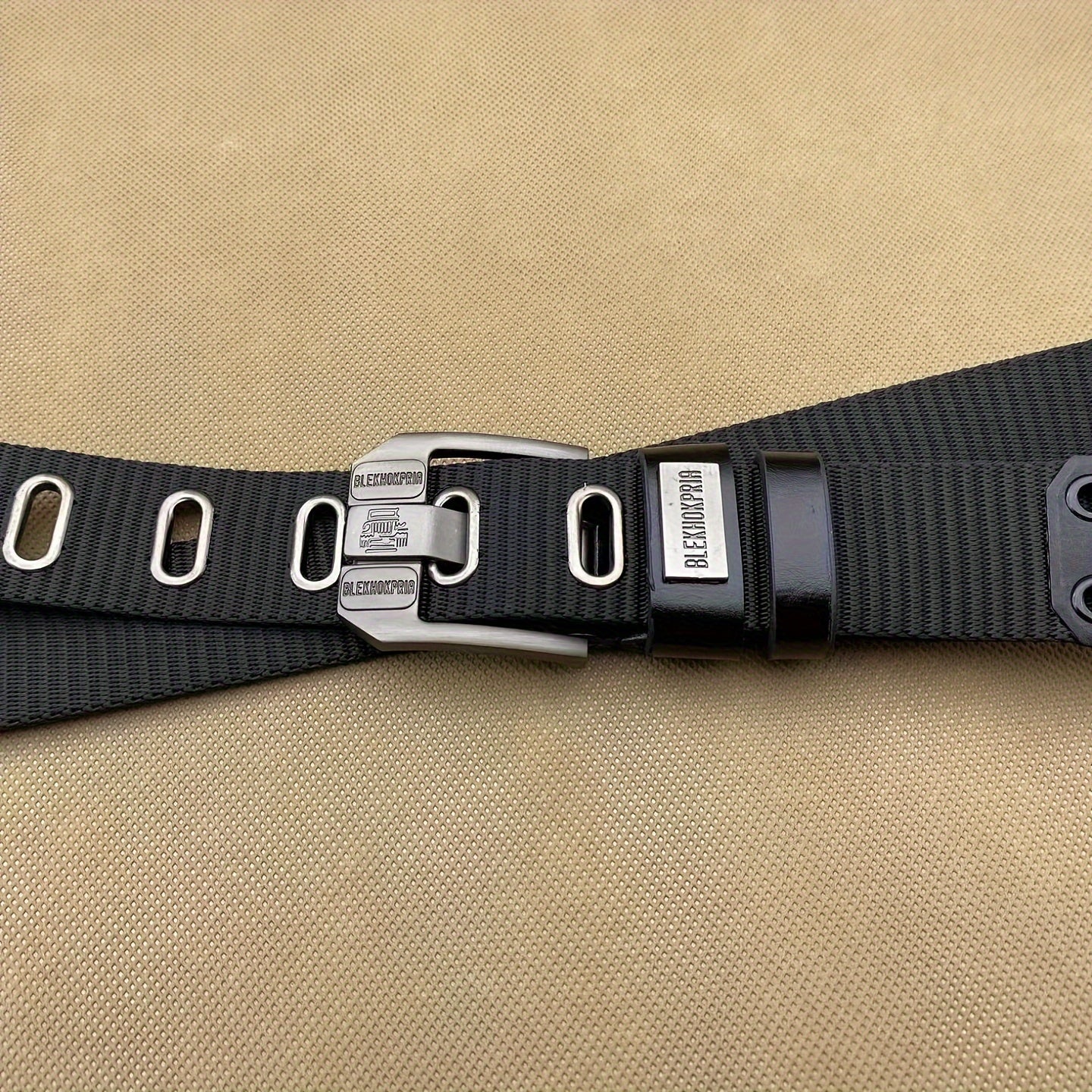 Men's Flat Hole Alloy Pin Buckle Nylon Belt