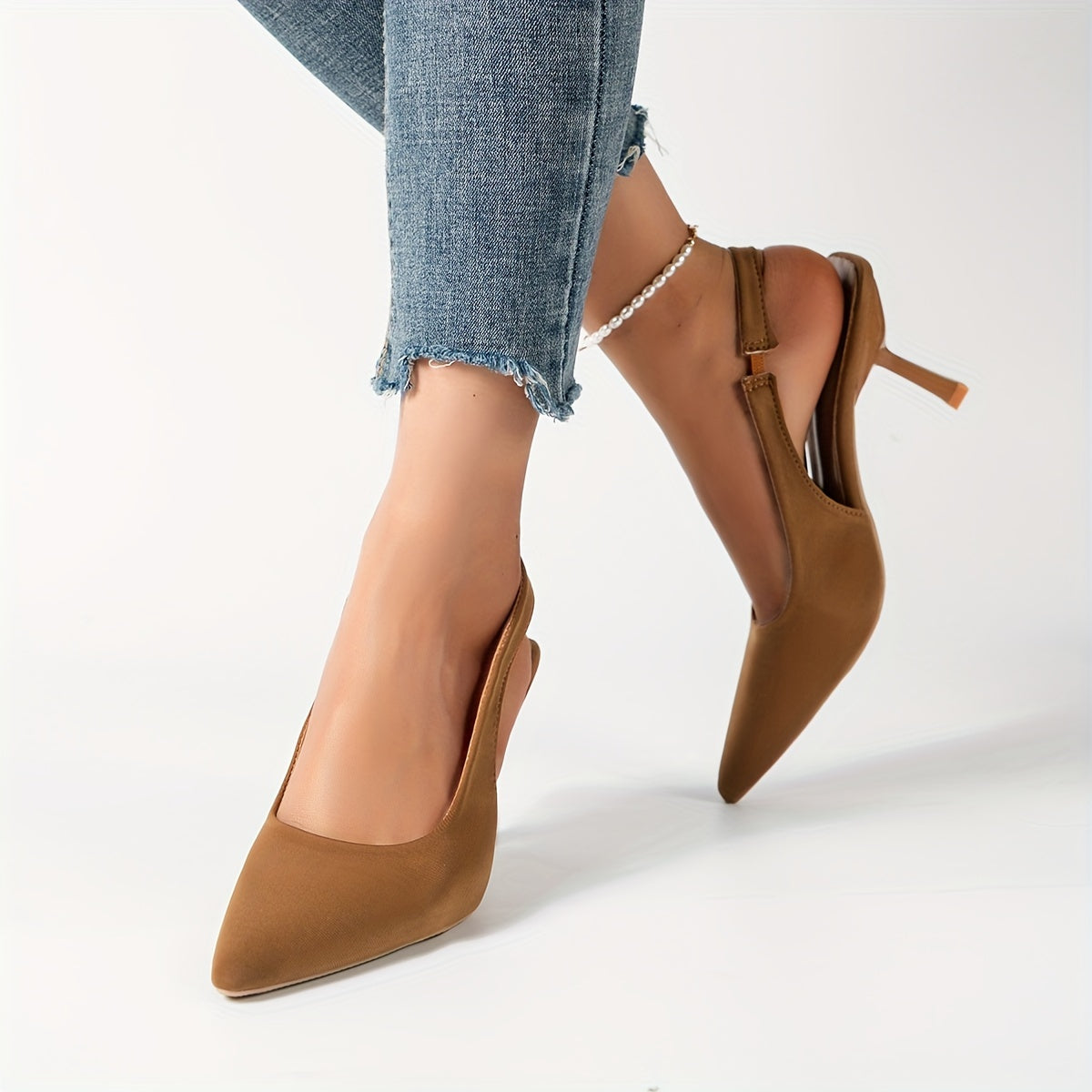 Breathable Canvas Pumps Pointed Toe Ankle Strap Heels
