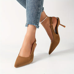 Breathable Canvas Pumps Pointed Toe Ankle Strap Heels