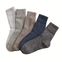 5 Pairs Men's Thick Wide Crew Socks for Spring Autumn