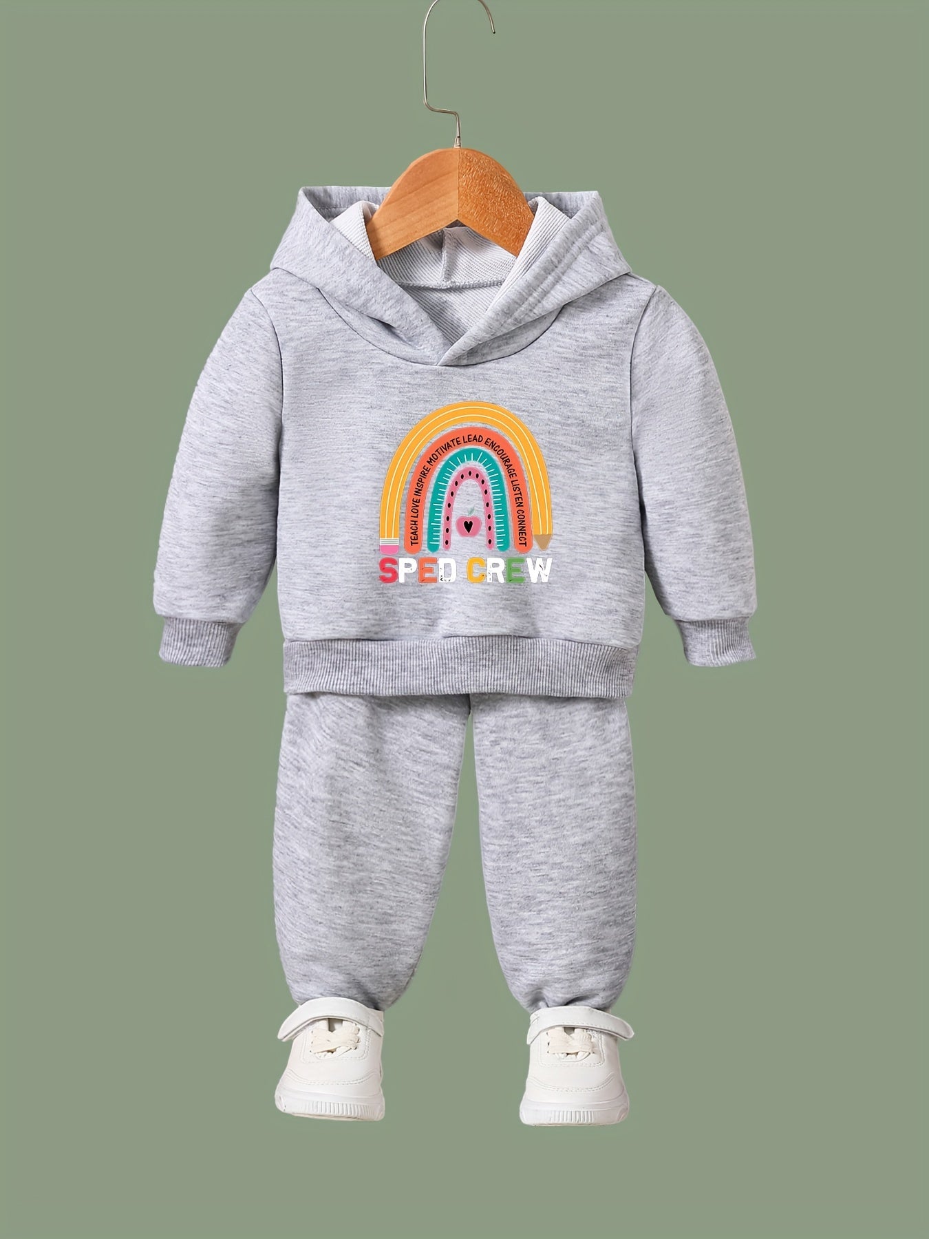 Girls Rainbow Hooded Sweatshirt & Sweatpants Set