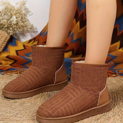 Women's Solid Snow Boots Comfortable Chunky Short Boots