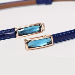 Crystal Decor Bright Belt Adjustable Thin Waist Belt For Women