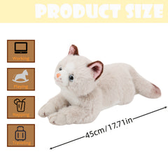 Realistic Cat Plush Toy Soft Stuffed Animal with Expressive Eyes