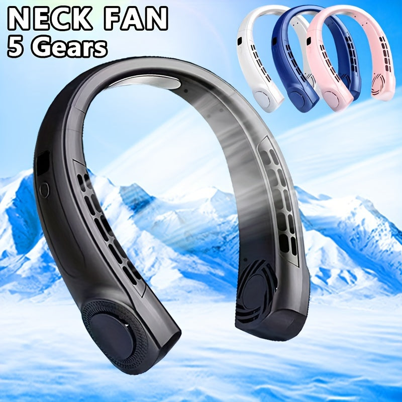 USB Hanging Neck Fan with 5 Speeds Digital Display
