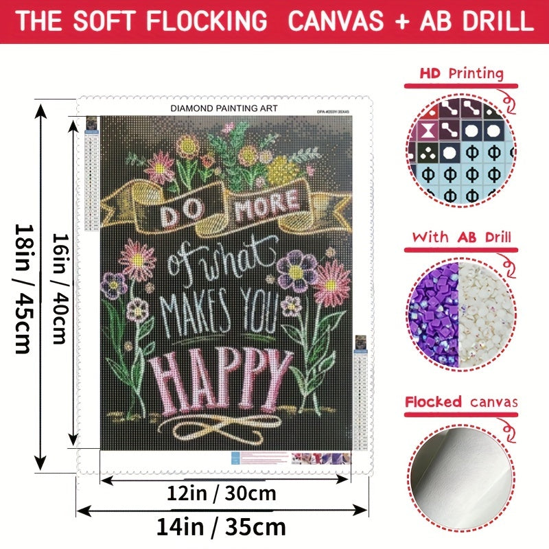 Large Size 5D Flocked Canvas Diamond Painting DIY Set with Tools 35X45cm