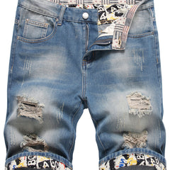 Men's Distressed Denim Shorts for Summer