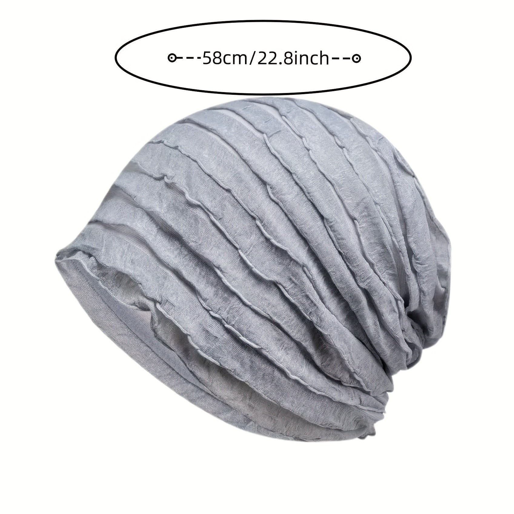 Pleated Soft Beanies Elastic Head Wrap Solid Ruffles Slouchy Beanie Skull Cap