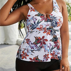 Tropical Print Tankini Set Cami Top & Shorts Swimsuit