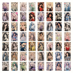 63pcs Retro Girl Cartoon Graffiti Stickers Waterproof Decorative Stickers