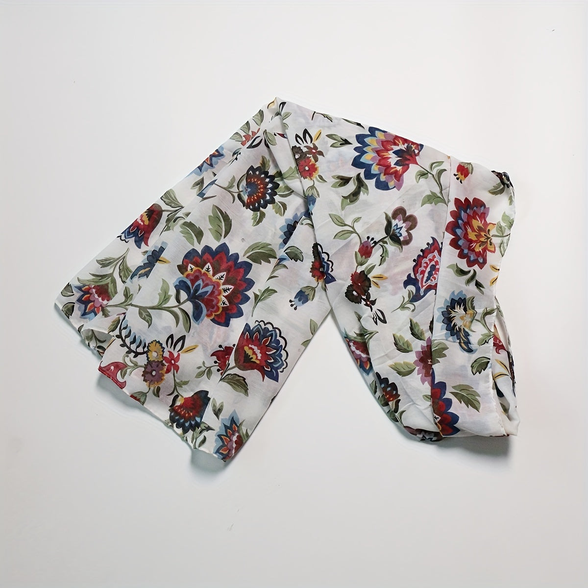 Flower Print Long Scarf Casual Shawl Windproof Head Wrap