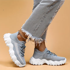Women's Mesh Chunky Sneakers Lace Up Running Shoes Comfortable Sock Sneakers