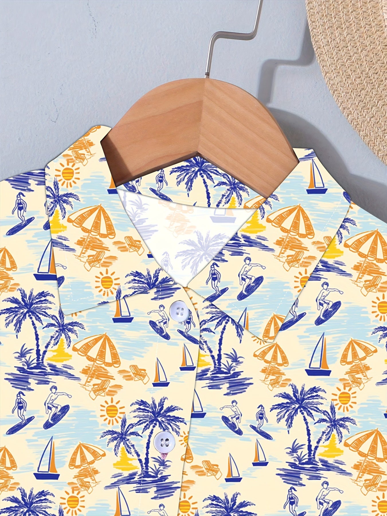 Sweet Flower Graphic Short Sleeve Lapel Shirt For Summer