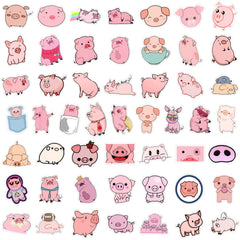 50 Cute Pig Stickers for DIY, Water Bottles, Laptops