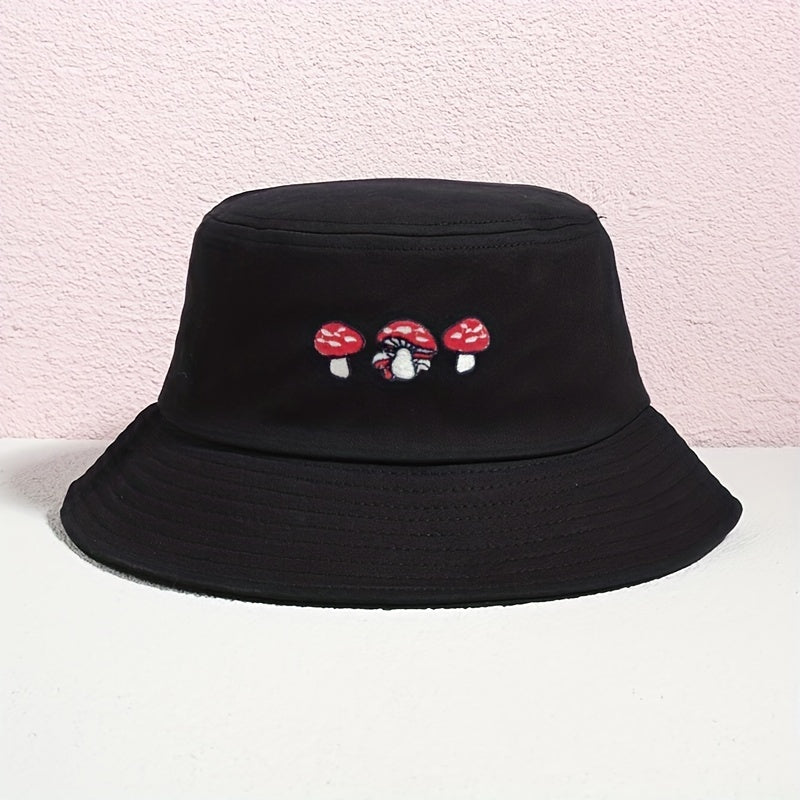 Embroidered Mushroom Bucket Hat Cartoon Hat For Women Christmas Gift