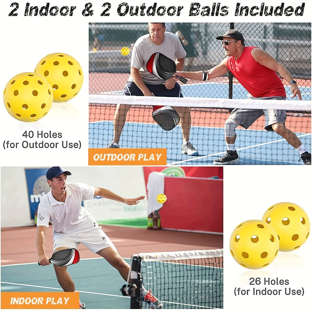 Wooden Pickleball Paddle Set with 4 Rackets, 4 Balls, Towels & Bag