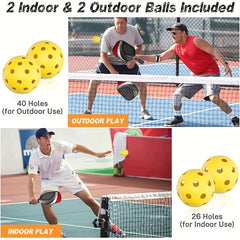 Wooden Pickleball Paddle Set with 4 Rackets, 4 Balls, Towels & Bag