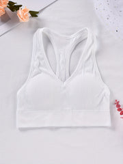 Ribbed Wireless Sports Bra Breathable Workout Tank Bra Women's Lingerie