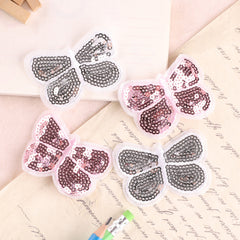 4pcs Butterfly Patch Applique Embroidered Iron On Sequin for Jackets Clothes