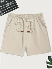 Men's Linen Blend Shorts Drawstring Casual Loose Summer Shorts