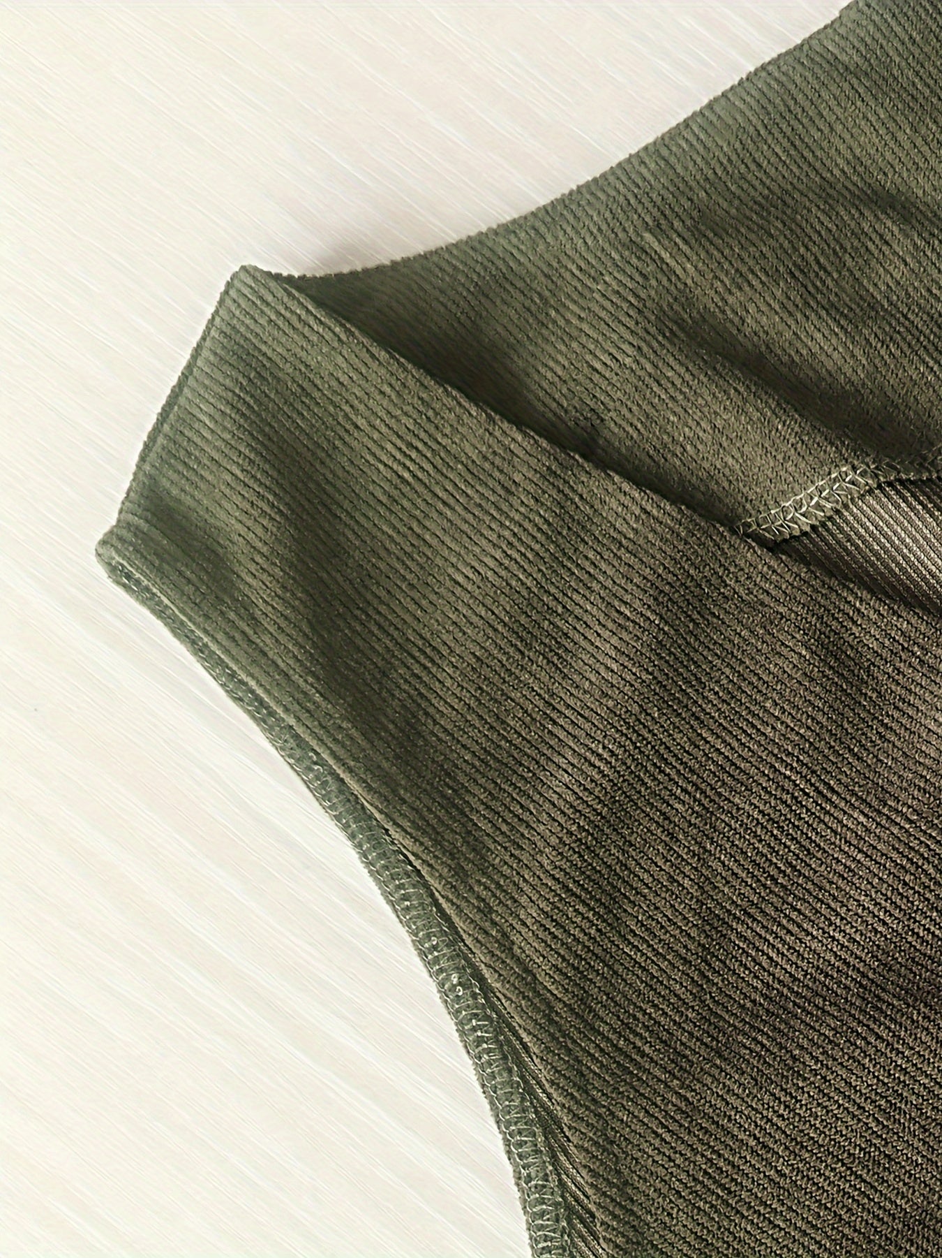 Corduroy Button Up V Neck Wide Leg Jumpsuit