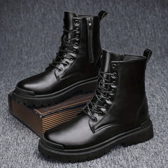 Men's Preppy Style Side Zipper Service Boots
