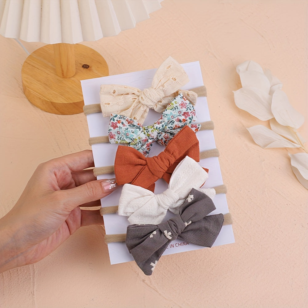5-Piece Plaid Bowknot Headband Set for Little Princess