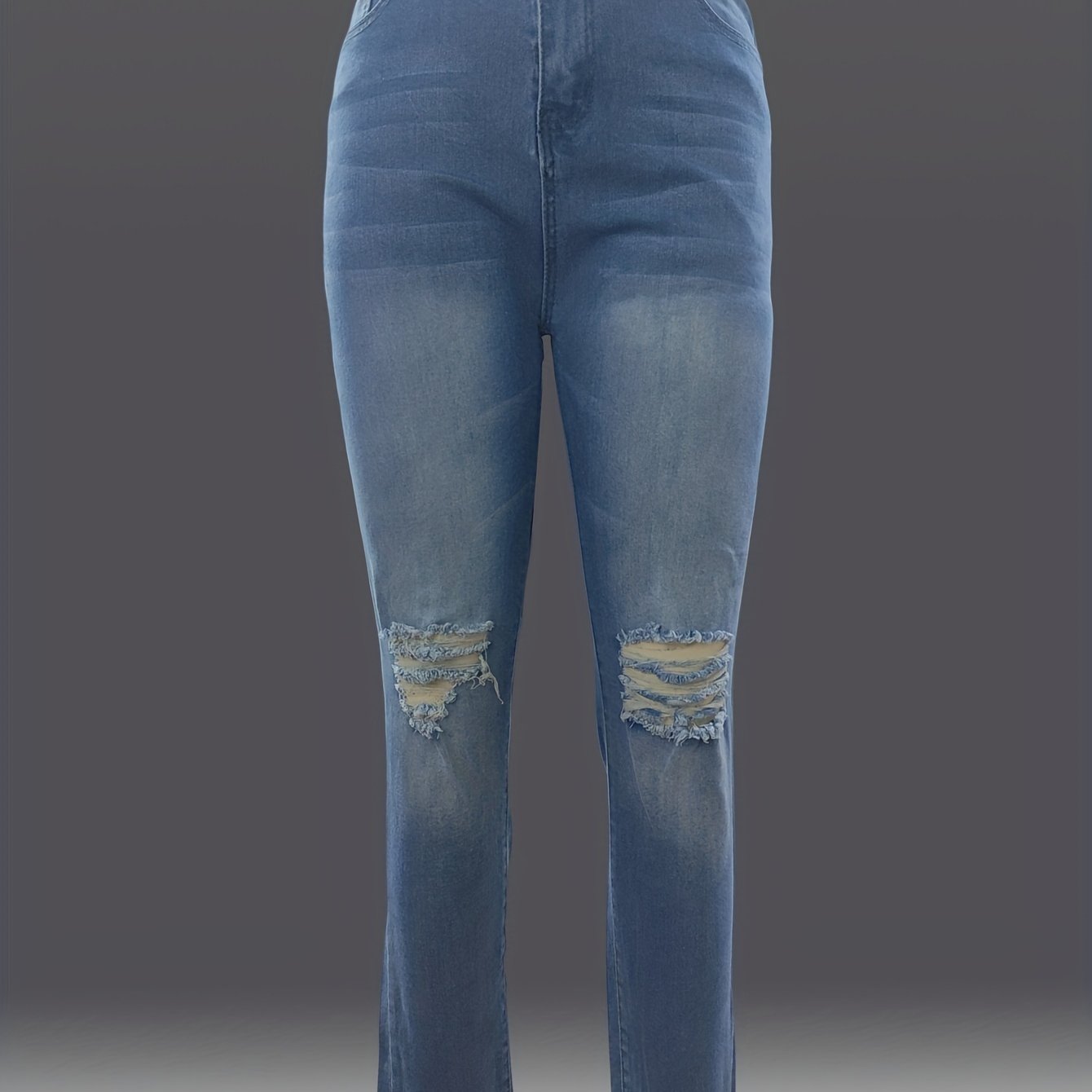 Water Ripple Embossed Ripped Jeans
