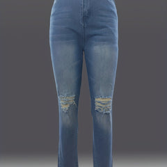 Water Ripple Embossed Ripped Jeans