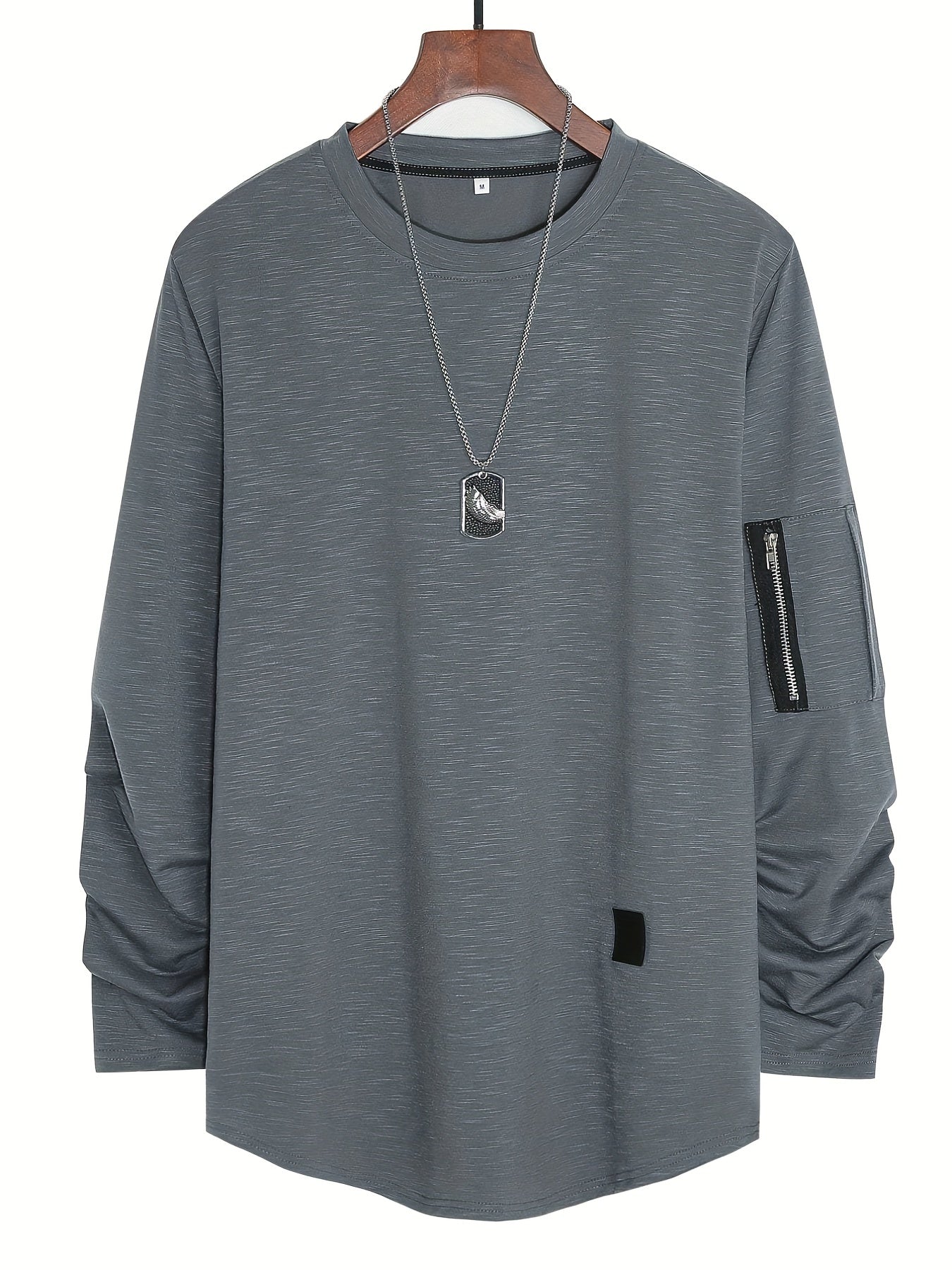 Men's Stretchy Long Sleeve T Shirt with Zipper Decor - Outdoor Style