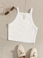 Ribbed Crop Spaghetti Strap Top Y2K Sexy Sleeveless Cami Top