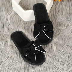 Women's Bowknot Decor Home Slippers Living Room Shoes
