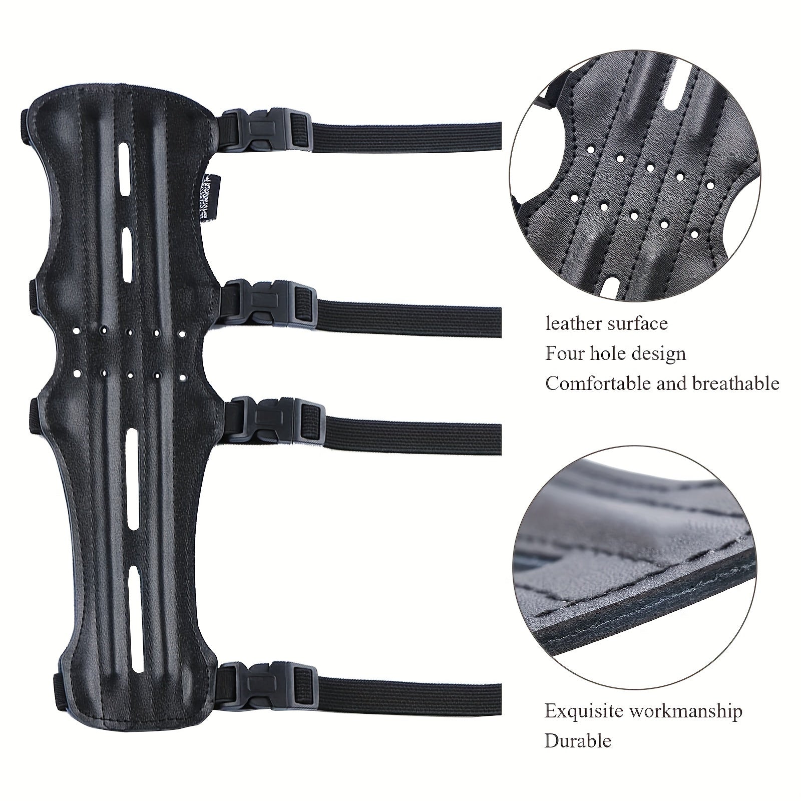 Archery Leather Arm Guard Long 4 Straps Forearm Protective Gear