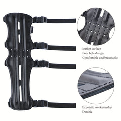 Archery Leather Arm Guard Long 4 Straps Forearm Protective Gear