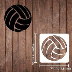 Reusable Sports Themed Stencil Template Orange Volleyball