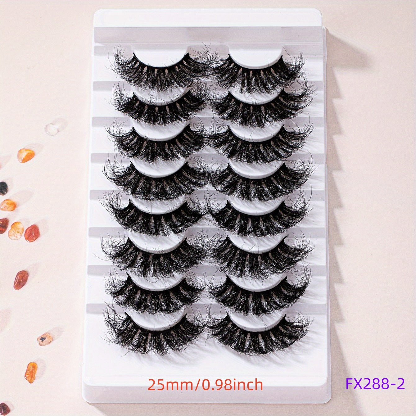 8 Pairs 25mm Cat Eye Faux Mink Lashes 9D Wispy Dramatic Thick Volume Makeup Tool