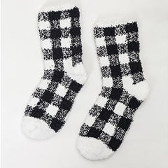 Women's Plaid Slipper Socks Fuzzy Cozy Warm Christmas Stocking