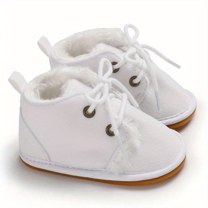 Soft Warm Fleece Lace Up Shoes for Baby Girls