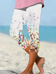 Graphic Print Skinny Capris Leggings Casual Stretchy Cropped Leggings