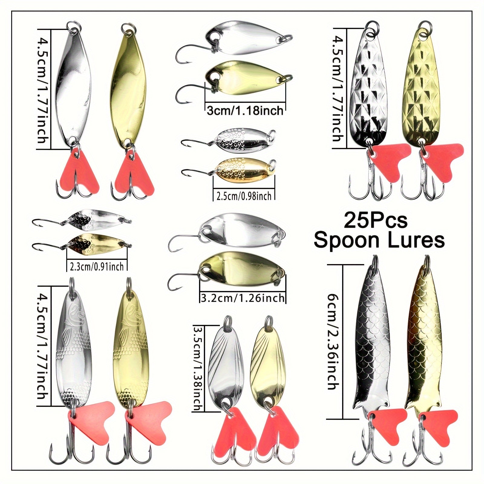 Metal Spoon Fishing Lures Kit - Spinner Baits With Box - Fishing Tackle