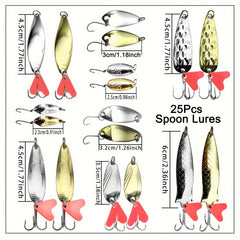 Metal Spoon Fishing Lures Kit - Spinner Baits With Box - Fishing Tackle