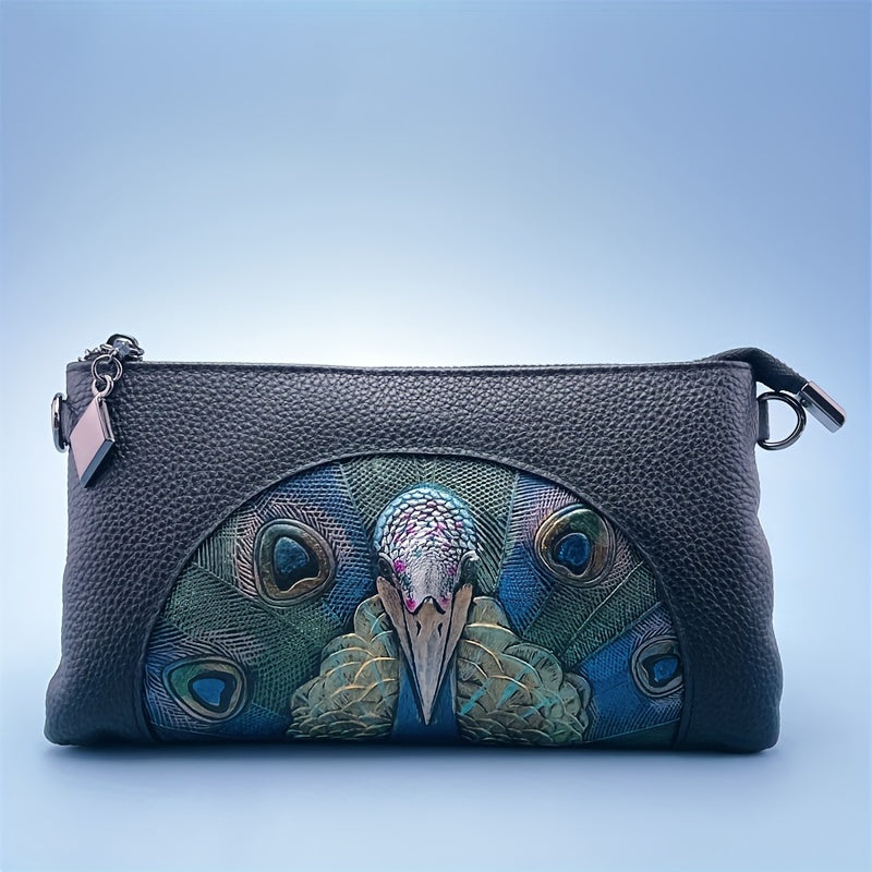 Vintage Floral Leather Lady Clutch Bag Handbag