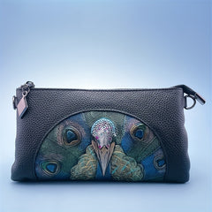 Vintage Floral Leather Lady Clutch Bag Handbag