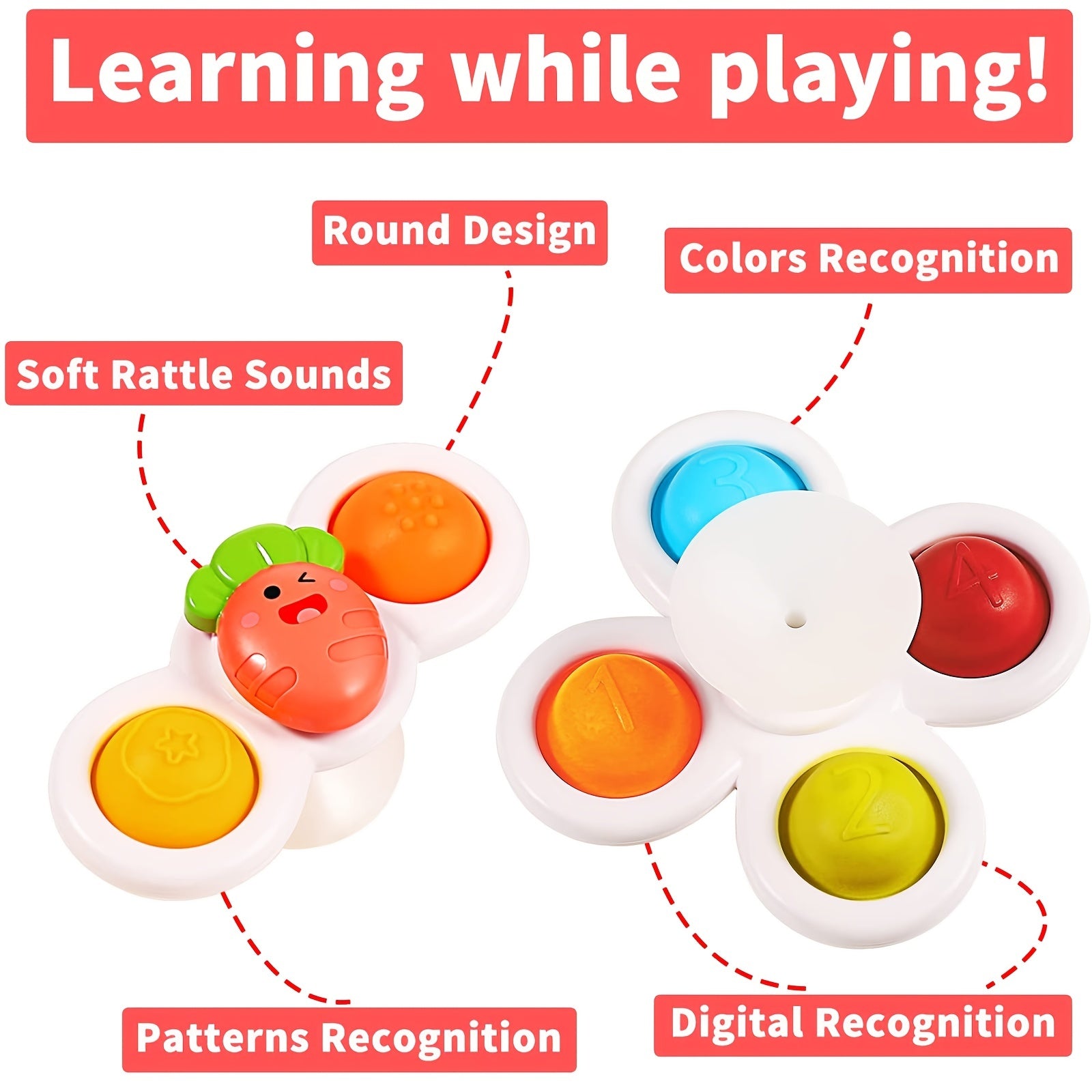 3 Pack Suction Cup Spinner Toys for Babies & Toddlers