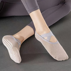 Women's Non Slip Cross Strap Yoga Socks with Grips
