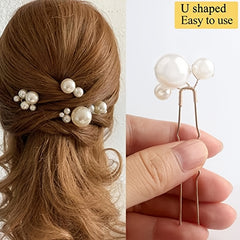 6pcs Faux Pearl Hair Pins Golden Silvery Hair Accessories for Bridal Women
