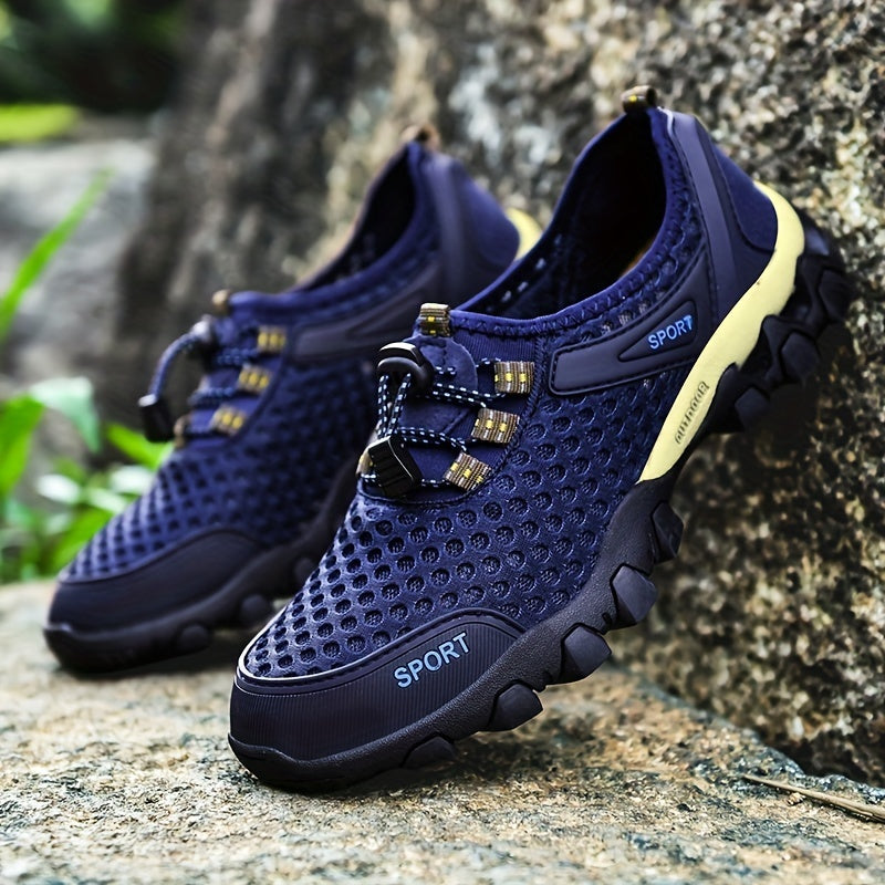 Men's Mesh Sneakers No Tie Lace Breathable Casual Outdoor Walking Shoes