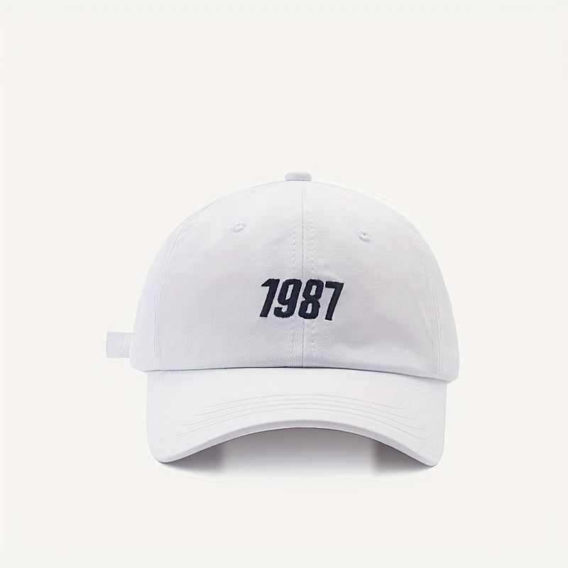 Embroidered Baseball Cap 1987 Sunshade Soft Top Peaked Hat