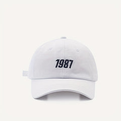 Embroidered Baseball Cap 1987 Sunshade Soft Top Peaked Hat