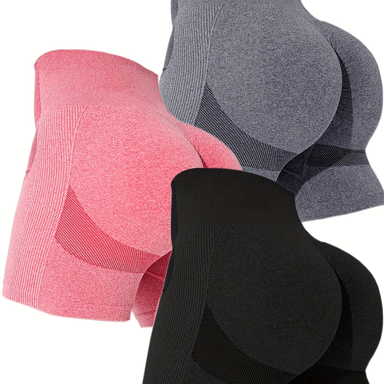High Waist Multicolor Yoga Shorts 3 Piece Set